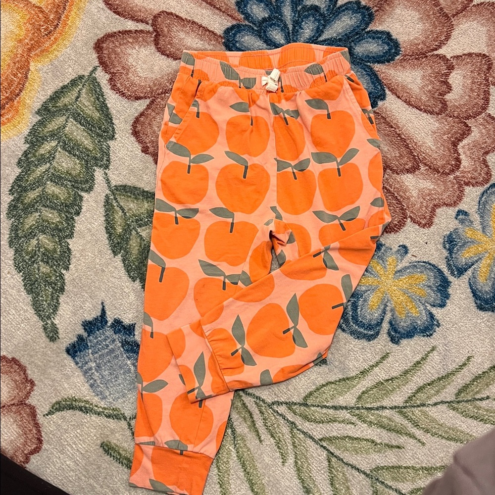 Tea Collection Pink & Orange Apple Print Pants